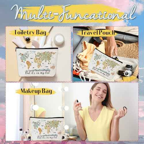 Travel Gifts for Women - Travel Makeup Bag, Traveler Gifts Accessories, Travel Must Have Essentials, I Haven't Been Everywhere But It's on My List Cosmetic Bag for Birthday Christmas Gift