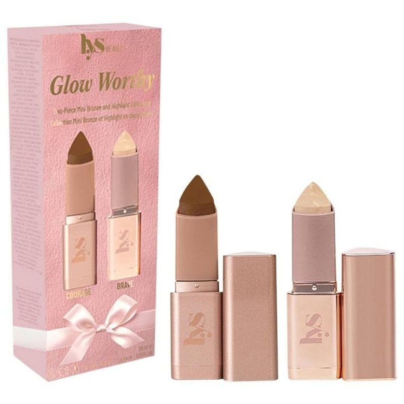 LYS Beauty Mini Glow Worthy Light Bronzer & Highlighter 2-Piece Set – Strength/Brave – Cream Bronzer Stick & Highlighter Duo