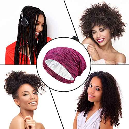 16 Pcs Satin Lined Sleep Cap African Silk Bonnet Beanie Double Layer Style Silk Hair Wrap Cover for Women (Fresh Style)