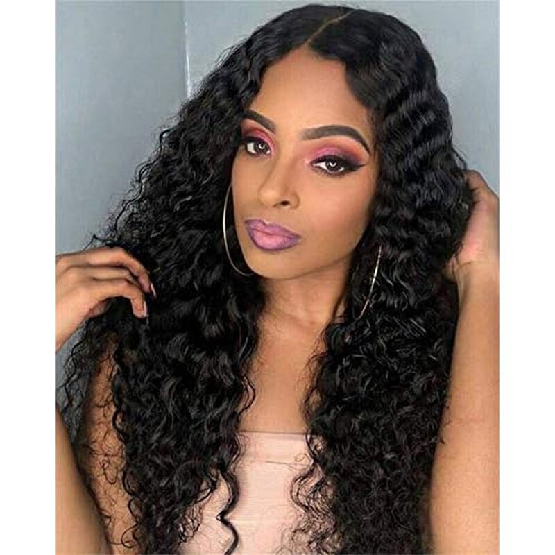 Foreverlove Deep Curly Lace Front Wigs Human Hair Natural Color 13x4 HD Lace Wigs for Black Women 200% Density 10A Grade Brazilian Virgin Human Hair (18 Inch)
