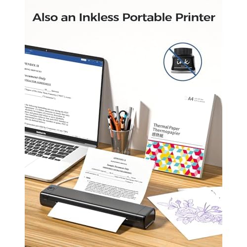COLORWING M08F Tattoo Stencil Printer Bluetooth, Wireless Thermal Transfer Machine for Skin, Small A4 Paper (Black)
