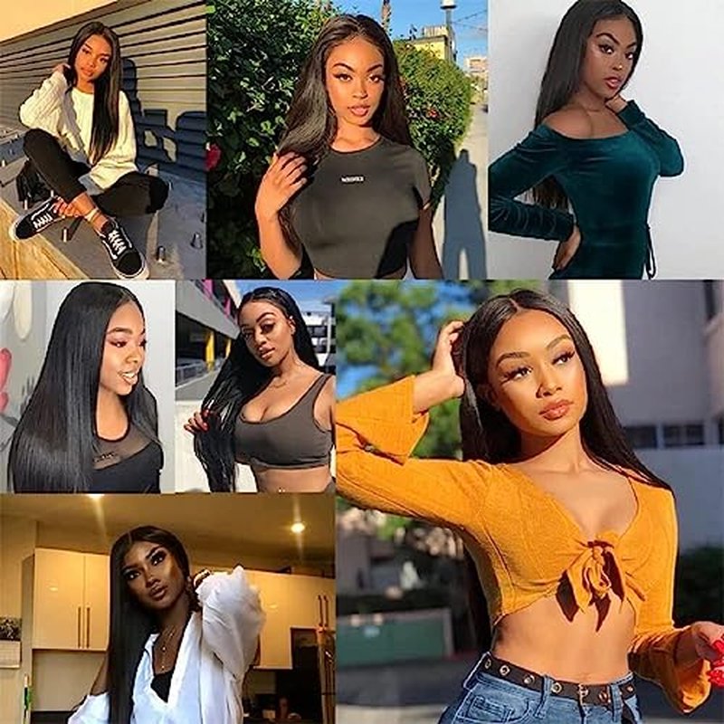 Rebasar Brazilian Straight Human Hair 3 Bundles 26 26 26 Inch 100% Unprocessed Virgin Weave Hair Human Bundles for Women Remy Straight Hair Extensions Natural Black Color Weft