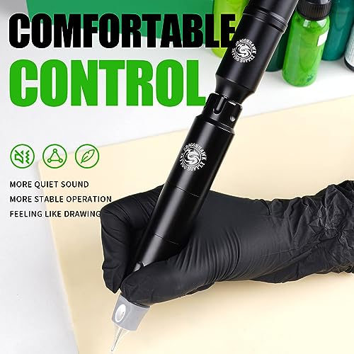 Dragonhawk S12 Wireless Tattoo Pen Kit, Rotary Tattoo Machine Gun Kit, Complete Tattoo Kit for Beginner, 10Pcs Tattoo Cartridges Needles