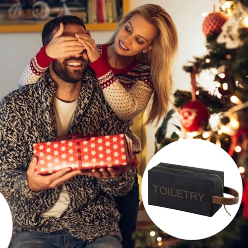 Toiletry Bag for Women and Men, Small PU Leather Toiletries Travel Bag (Black)