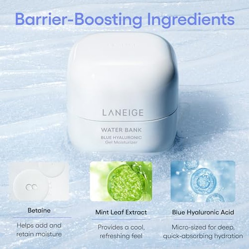 LANEIGE Water Bank Blue Hyaluronic Gel Moisturizer: Lightweight Hydrating Face Gel with Mint Extract, Hypoallergenic & Dermatologist-Tested