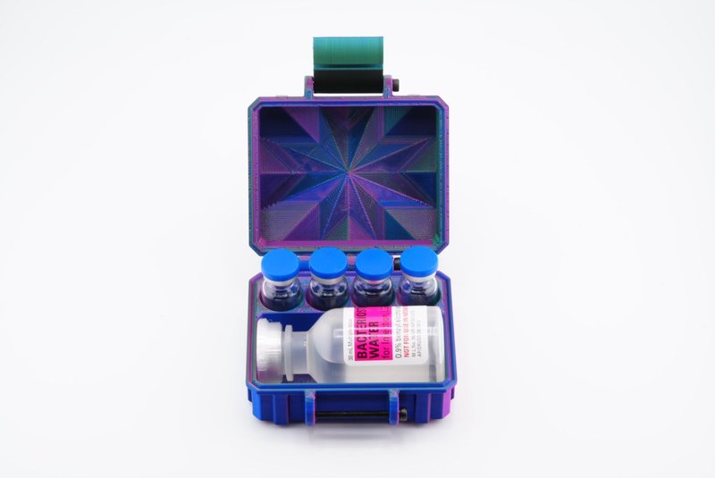 Vial Guard Storage Hard Case for 3ml, 5ml, 10ml, 30ml Vials, Secure Holder Multiple Sizes (Metalic, 4 x 3ml 1 x 30ml)