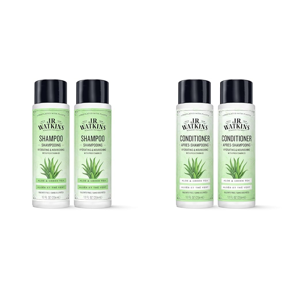 J.R. Watkins Bundle Daily Hydration Shampoo (2 Pack) + Daily Conditioner (2 Pack) - Aloe & Green Tea