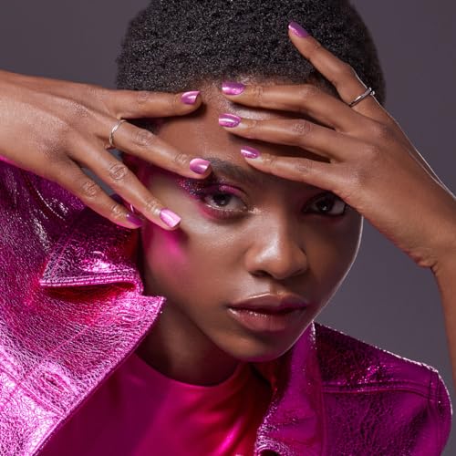 KISS imPRESS No Glue Mani Press On Nails, Color FX, 'Levels', Dark Pink, Short Size, Squoval Shape, Includes 30 Nails, Prep Pad, Instructions Sheet, 1 Manicure Stick, 1 Mini File