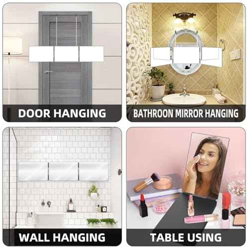 360 Mirror for Haircuts for Men for Women for Braiding Hair Trifold 3 Way Mirror to See Back of Head Barber Haircut Tool Three Way for Hair Cutting Self Cut