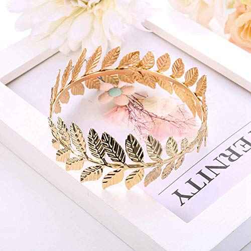 FUNRUN JEWELRY 4PCS Greek Goddess Headband Arm Cuff Bridal Jewelry Set Roman Laurel Leaf Branch Crown Armlet Upper Arm Band Bracelet for Women Party