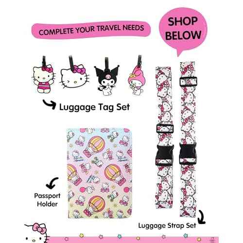 Hello Kitty Makeup Bag Official License, Travel Cosmetic Bag, Sanrio Travel Pink Makeup Bag