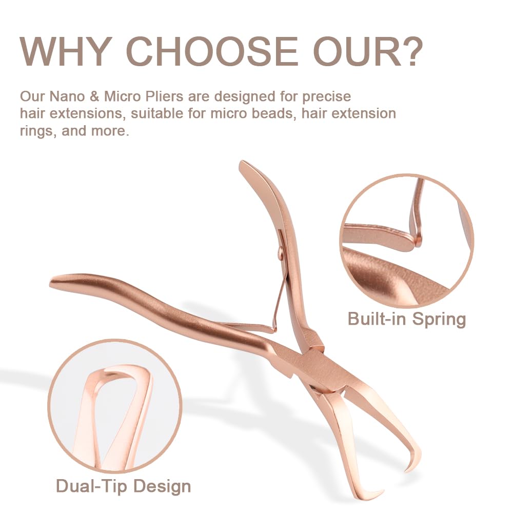 GlamorDove Hair Extension Tool Kit Microlink Pliers with Anti-slip Handle Hair Extension Beading Tool Hair Needle Pulling Hook Hair Styling Bead Closer and Remover Pliers