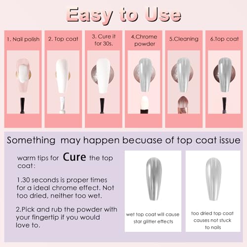 Allstarry Chrome Nail Powder Champagne Gold Metallic Mirror Effect Dust Glitter Glazed Manicure Decoration Reflective Pigment for Gel Polish Nail Art Decoration Resin Craft, Festivals