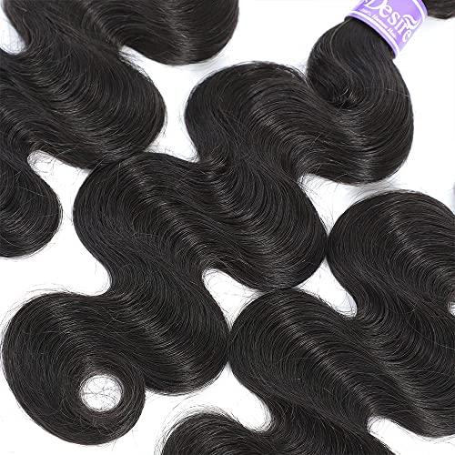 Body Wave Bundles Human Hair 20 22 24 Inch 100% Unprocessed Brazilian Virgin Hair 3 Bundles Human Hair Extensions for Black Women Natural Color