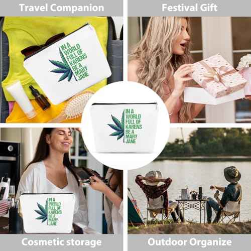 Makeup Cosmetic Marijuana Bag for Women Green Leave Cosmetic Bag Weed Gifts Gag Gifts for Women Friend Coworker Friendship Birthday Graduation Gifts Travel Toiletry Organizer