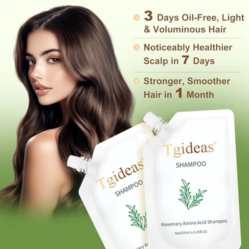 Tgideas Rosemary Biotin Amino Acid Shampoo, Hair Growth Shampoo for Women and Men, Thinning Hair Loss Natural 8.45 fl oz, Two-Pieces