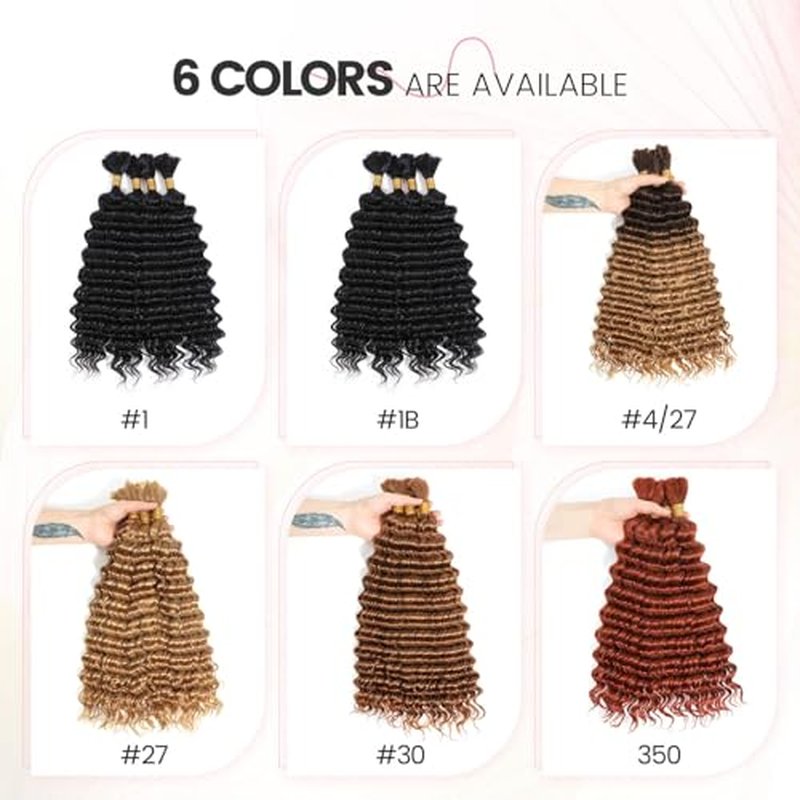 Urbeauty Human Braiding Hair Wet and Wavy, Human Braiding Hair for Boho Braids, Bulk Human Hair for No Weft Water Wave 100% Unprocessed Virgin Hair Micro/Knotless/Bohemian/Twist/Locs #1B