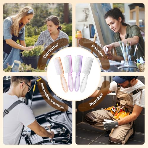 Nail Brush for Cleaning Fingernails, Larbois 4 Pack Deep Cleaning Fingernail Brush for Cleaning Nail Scrubber Brush Heavy Duty Foot Brush Handle Grip Nail Brushes for Toes and Fingernails