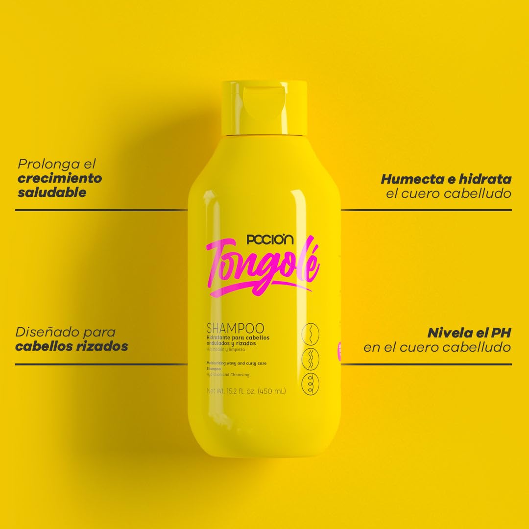 Nourishing Shampoo for Wavy & Curly Hair - La Pocion Tongolé | 15.2 Fl Oz (450 ml) Cleanse & Revitalize