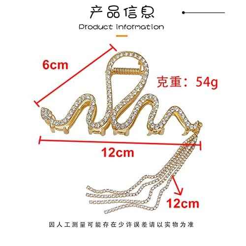 Bedazzled Sparkle Claw Clip Dangling Chain Diamond Hair Clips Fancy Silver Claw Clip Prom Snake Accessories for Women Fairy Hair Clip (SILVER)