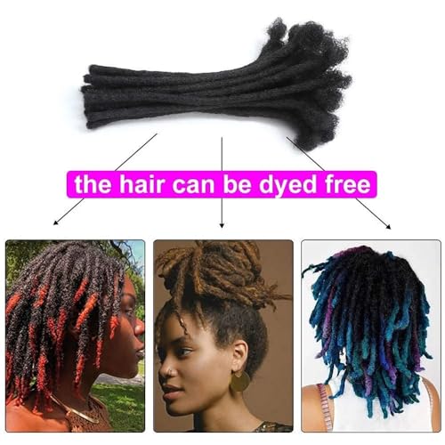 Short Loc Extensions Human Hair Dreads Extensions Dreadlock Extensions for Men Women 0.6 cm 4 Inch 60 Strands Handmade Permanent Locs Extension Natural Black Locs Hair Extensions Can be Dyed Bleached