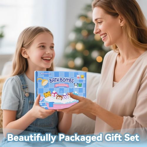Bath Bombs for Kids with Surprise Toys Inside, 12 Pcs Bubble Bath Fizzy Balls with 12 Animal Shapes, Natural Bath Bombs Easter Christmas Children's Day Gift Set for Kids Girls Boys Toddlers