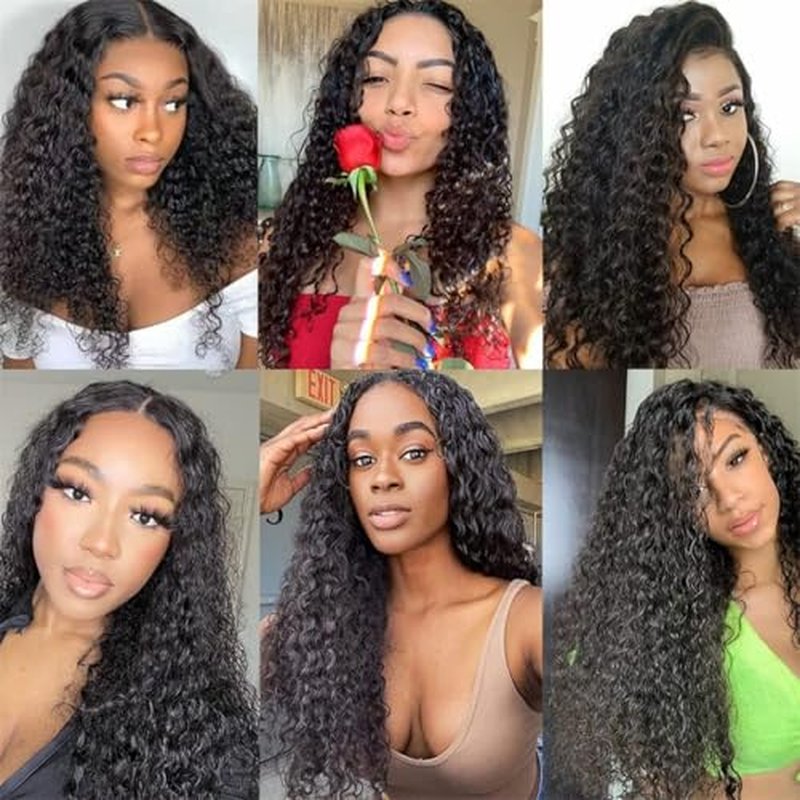 Water Wave Human Hair Bundles 20 Inch One Bundle Deep Curly Human Hair Double Weft Natural Wave Wet and Wavy Hair Extensions