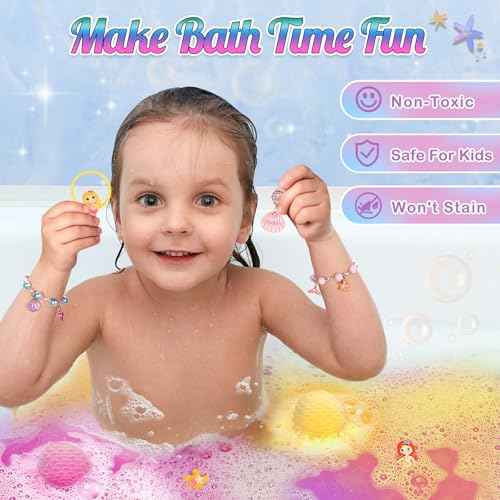 8 Packs Mermaid Bath Bombs for Kids Girls, Bubble Bath Bomb Kit with Surprise Toys Inside, Bath Toys for Kids Aged 4-8, Ideal Birthday Christmas Gifts Stocking Stuffers for Girls 3 4 5 6