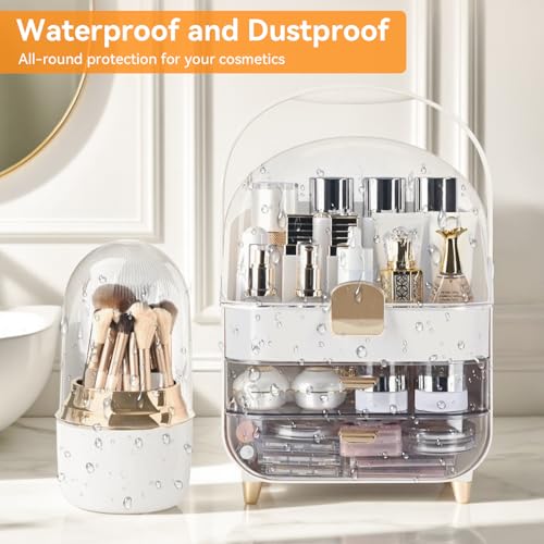 Makeup Organizer Countertop, Skincare Bathroom Counter Organizer, Storage Box Cosmetic Display Cases, Teen Girl Gifts Trendy Stuff Make up Organizers for Vanity, Dresser (Rose Gold)