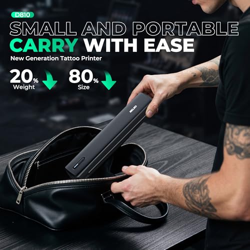 Nelko Tattoo Stencil Printer, D810 Wireless Thermal Tattoo Printer with 10pcs Tattoo Transfer Papers, Portable Tattoo Machine for Artist & Beginners, Compatible with Phones, Tablets & PC, Black