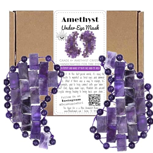 Crystal Under Eye Mask ? Rose Quartz or Amethyst Cooling Eye Mask for Puffiness, Dark Circles & Relaxation ? Handcrafted Gemstone Facial Tool by This Hippie Girl (Amethyst)