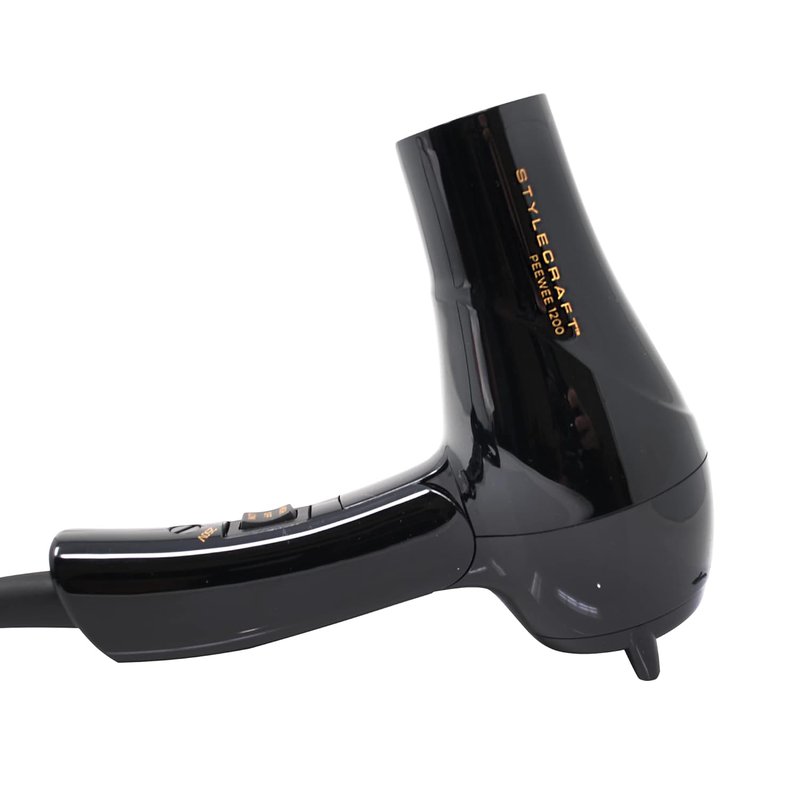 Peewee Travel Hair Dryer - Dual Voltage, Lightweight Ionic Turbo Motor | Includes Diffuser & Travel Bag, Black