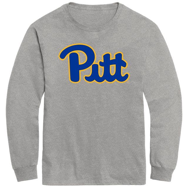 Barnesmith University of Pittsburgh Pitt Panthers Long Sleeve Adult Unisex T-Shirt, Classic, Charcoal Grey, Small