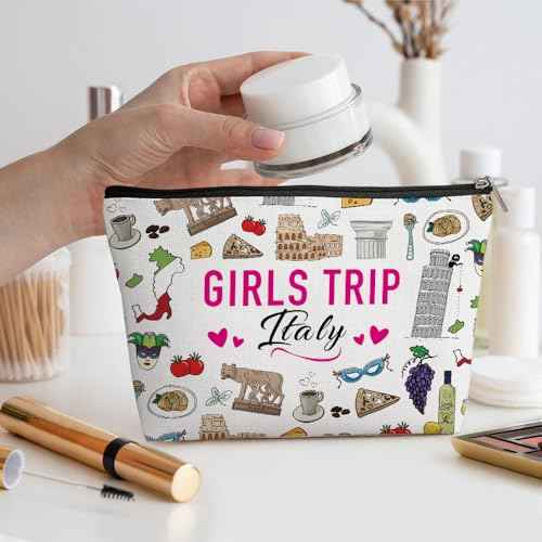 Italian Gifts Makeup Bag, Italy Souvenir Italy Lovers Gift Travel Vacation Cosmetic Bag for Women Bestie Sister Mom Girls Trip Weekend Birthday Christmas Bachelorette Party Friendship Gifts