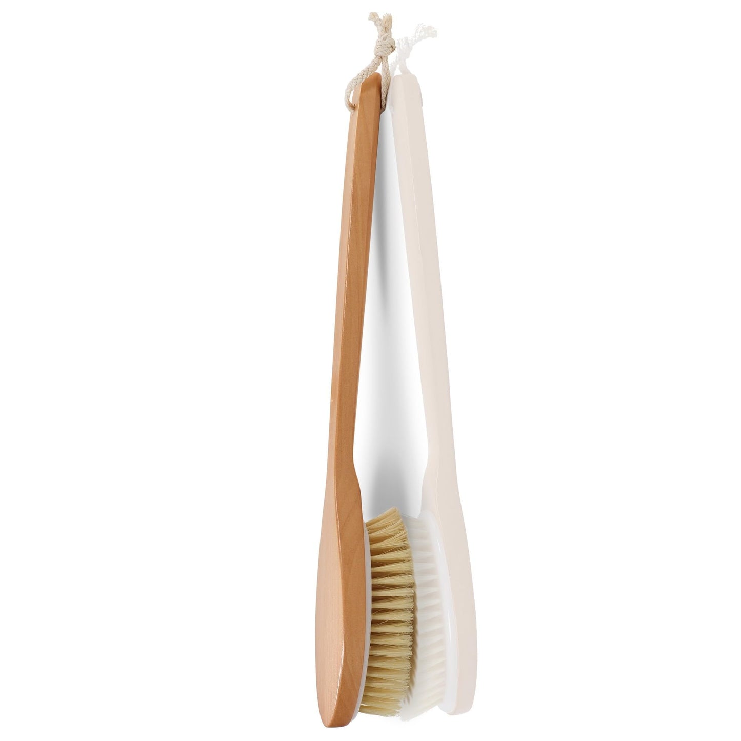 OWIIZI Bath Brushes with Soft and Natural Bristles Antiskid Wooden Long Handle Shower Body Scrubber for Wet or Dry Exfoliating,Back Scrub Deep Cleanse