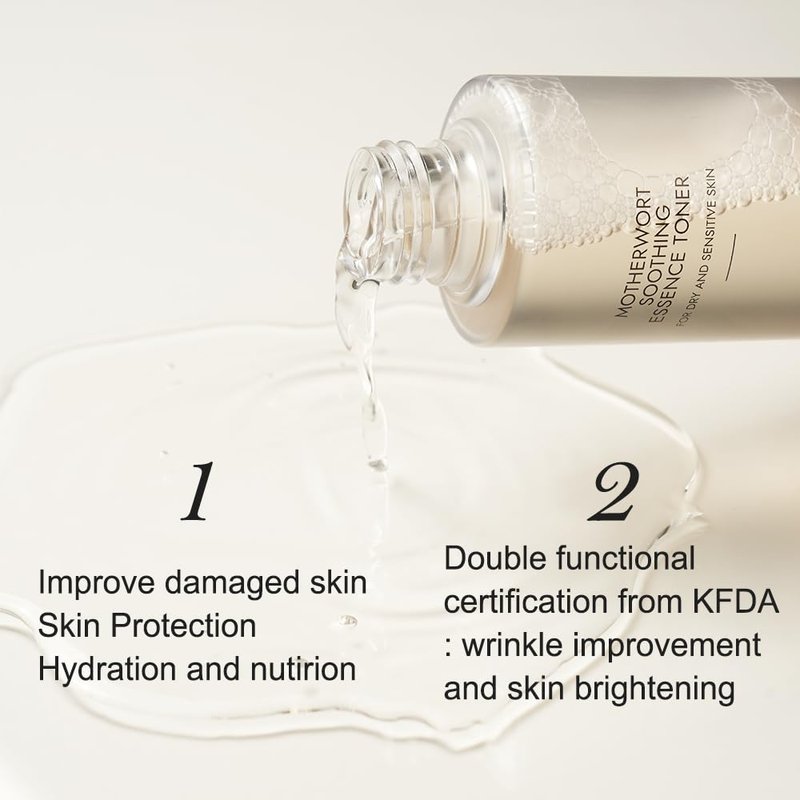 ATTATION Motherwort Soothing Essence Facial Toner, Herbal Extract, for Dry and Sensitive Skin, Vegan Korean Skincare, Refreshing, Hydrating, Purifying for Glow and Glass Skin 150ml / 5.07fl. oz.
