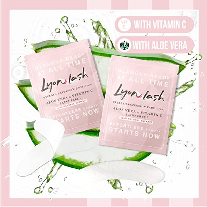 100 Pairs Eyelash Extension Under Eye Gel Pads by Lyon Lash - Lint Free with Aloe Vera Hydrogel Eye Patches, Premium Eyelash Extension Supplies & Beauty Tools, Fit Most Eye Shape, Stick Well