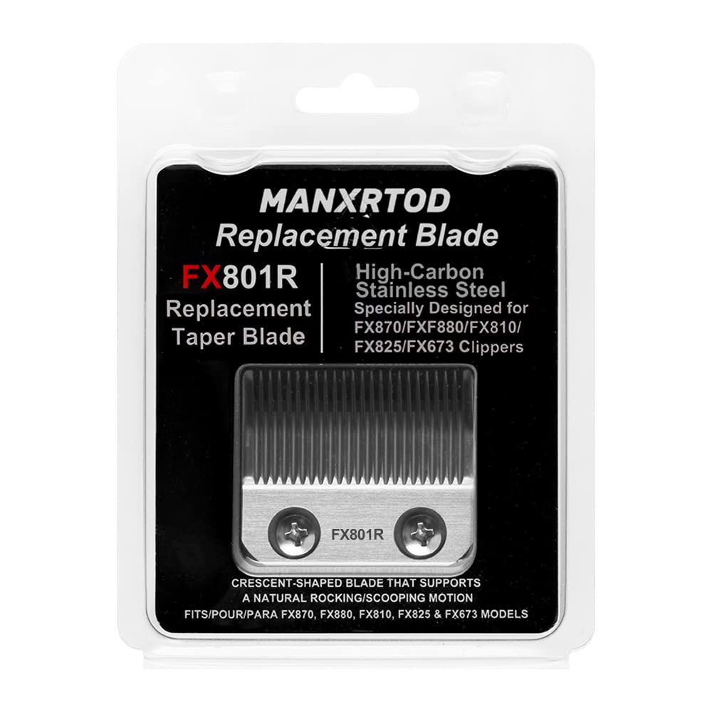 Manxrtod FX801R Replacement Blades Compatible with FX870/FXF880/FX810/FX825/FX673N Clippers, DLC Replacement Taper Blades for FX Clipper Blades, Silver