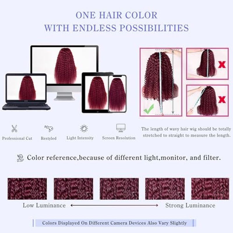 Estilar 99j Burgundy Lace Front Wigs Human Hair Red Deep Wave Lace Front Wigs Pre Plucked with Baby Hair 200 Density Glueless Curly Wig for Women 26 Inch
