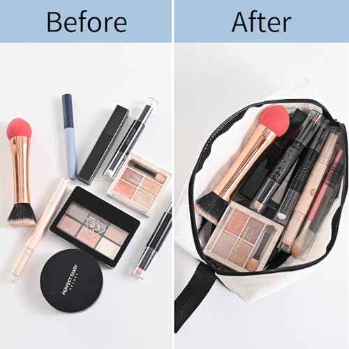 20 Pcs Canvas Makeup Bag with Bottom, 12oz Cotton Cosmetic Bag Set Bulk Multi-Purpose DIY Heat Transfer Makeup Bags with Black Zipper for Bridesmaid Makeup Bag Travel Toiletry Pouch Storage, Halloween