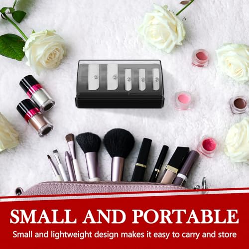 Honoson 2 Pcs 5 Hole Cosmetic Long Point Manual Pencil Sharpener with Plastic Lid Makeup Eyeliner Pencil Sharpener(Black)