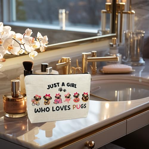 DJOLY Pug Gifts for Lovers, Birthday Decorations, Accessories for Dog Mom, Kids, Cosmetic Travel Pouch, Christmas Decor
