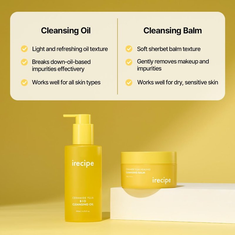 IRECIPE Ceramide Yuja Cleansing Oil (200ml) – Deep Pore Cleansing, Hydrating with Yuzu & Ceramide, Non-Comedogenic, Removes Waterproof Makeup, Ideal for Acne-Prone Skin (6.76oz)