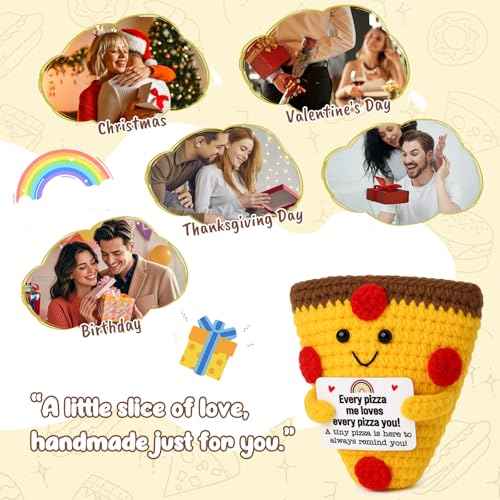 Romantic Gift For Couple Boyfriend Girlfriend Cute Handmade Crochet Pizza For Anniversary Valentine¡¯s Day Love Gifts For Husband Wife Partner Small Birthday Gift Idea for Couples Pizza Decor