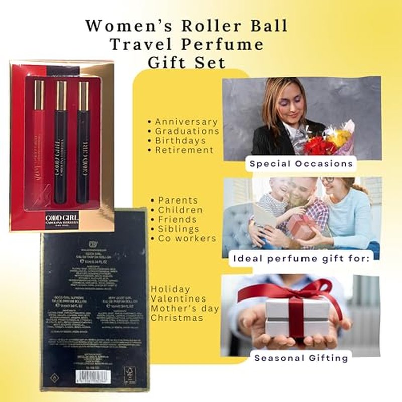 Carolina Herrera Good Girl Perfume For Women Mini EDP Rollerball Gift Set ? 3 x 0.34 Ounce