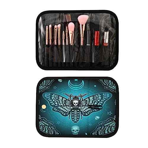 MNSRUU Goth Toiletry Bag Butterfly Skull Makeup Bag Gothic Hanging Travel Bag for Toiletries 3 PCS Toiletry Organizer Portable Makeup Cosmetic Bag Brushes Set
