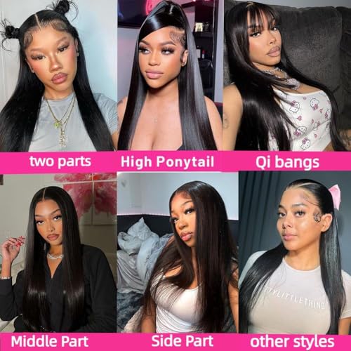 20 Inch Lace Front Wigs Human Hair 200 Density 13x4 HD Lace Front Wigs Human Hair Pre Plucked Glueless Wigs Human Hair for Women Straight Lace Frontal Wigs Natural Color
