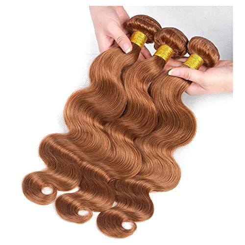 Light Brown Bundles Human Hair Color #30 Body Wave Bundles Virgin Remy Mixed Length 18 20 22 Inch Light Brown Body Wave Bundle Hair Weave 300g