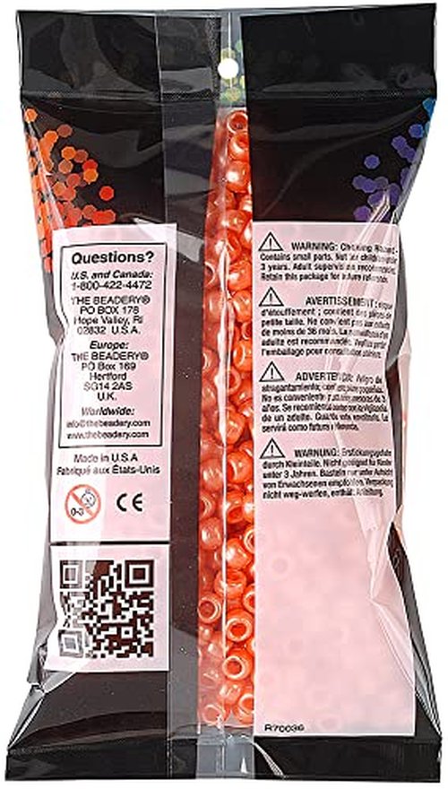 The Beadery 6 by 9mm Barrel Pony Bead in Orange Pearl, 900-Piece