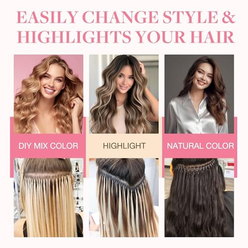 GOO GOO I Tip Hair Extensions Real Human Hair, 20inch 50g 50S, Cold Fusion I Tip, Invisible Remy Hair Extensions, 3/8/613 Balayage Walnut Brown to Ash Brown and Bleach Blonde